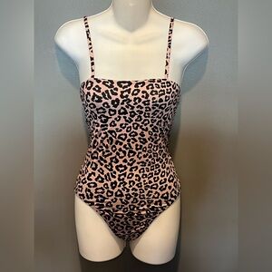 BEACH RIOT Leopard Print Swimsuit, French Cut, Pink and Black colors, Size XS